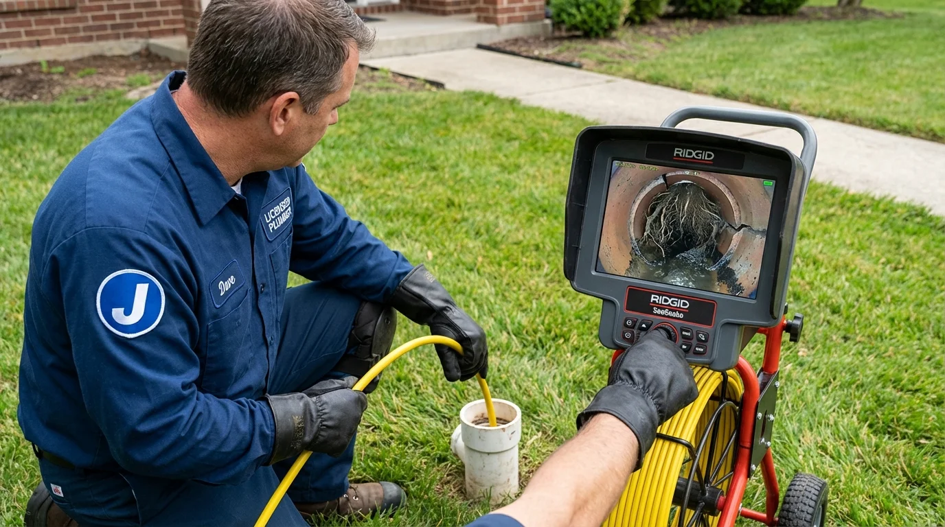 Sewer camera inspection being performed by Johns Plumbing LLC in Booker
