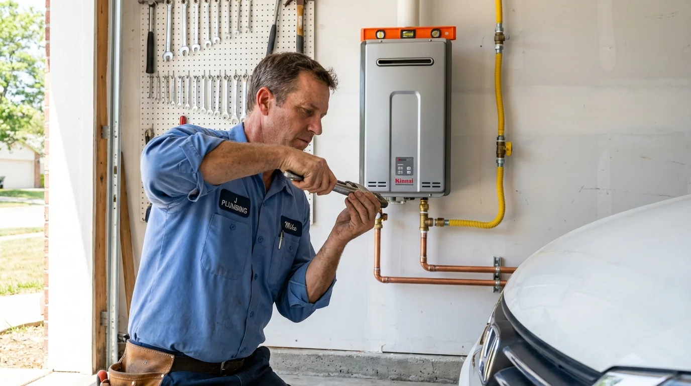 Tankless water heater installation by a Johns Plumbing LLC plumber in Booker